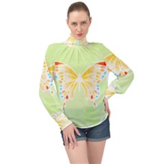 Butterfly Art T- Shirtbutterfly T- Shirt (1) High Neck Long Sleeve Chiffon Top by maxcute