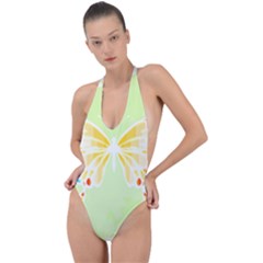 Butterfly Art T- Shirtbutterfly T- Shirt (1) Backless Halter One Piece Swimsuit