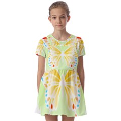 Butterfly Art T- Shirtbutterfly T- Shirt (1) Kids  Short Sleeve Pinafore Style Dress