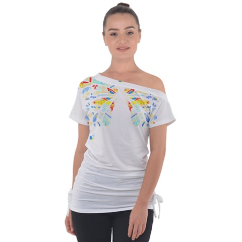 Butterfly Art T- Shirtbutterfly T- Shirt (2) Off Shoulder Tie-up Tee by maxcute