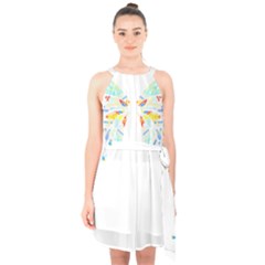 Butterfly Art T- Shirtbutterfly T- Shirt (2) Halter Collar Waist Tie Chiffon Dress by maxcute