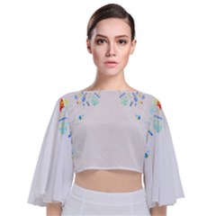 Butterfly Art T- Shirtbutterfly T- Shirt (2) Tie Back Butterfly Sleeve Chiffon Top by maxcute