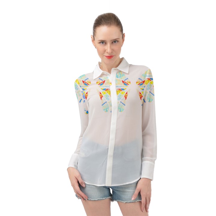 Butterfly Art T- Shirtbutterfly T- Shirt (2) Long Sleeve Chiffon Shirt