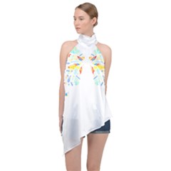 Butterfly Art T- Shirtbutterfly T- Shirt (2) Halter Asymmetric Satin Top by maxcute