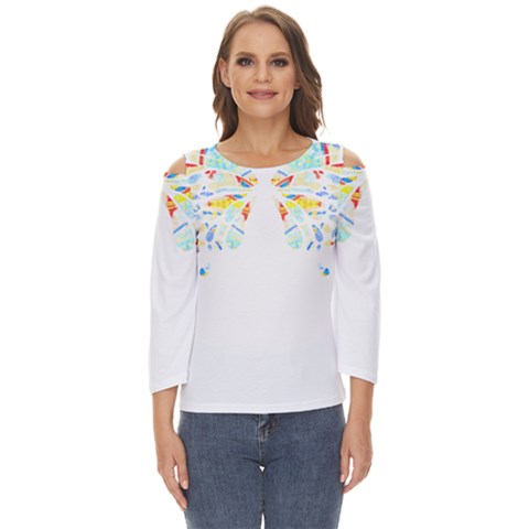 Butterfly Art T- Shirtbutterfly T- Shirt (2) Cut Out Wide Sleeve Top by maxcute