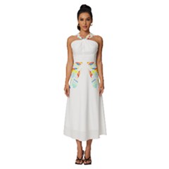 Butterfly Art T- Shirtbutterfly T- Shirt (2) Sleeveless Cross Front Cocktail Midi Chiffon Dress