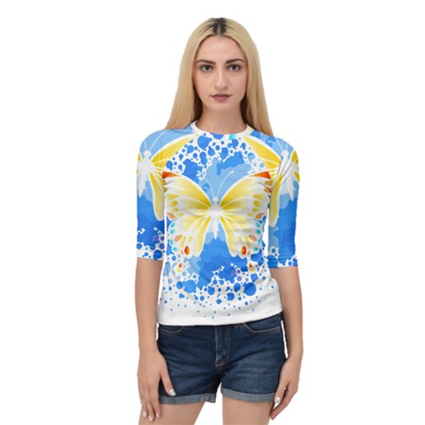 Butterfly Art T- Shirtbutterfly T- Shirt (3) Quarter Sleeve Raglan Tee by maxcute