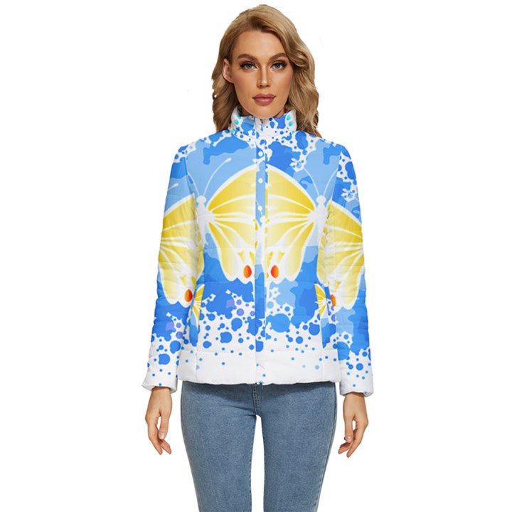 Butterfly Art T- Shirtbutterfly T- Shirt (3) Women s Puffer Bubble Jacket Coat