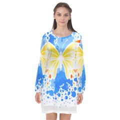 Butterfly Art T- Shirtbutterfly T- Shirt (3) Long Sleeve Chiffon Shift Dress  by maxcute