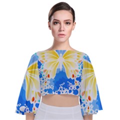 Butterfly Art T- Shirtbutterfly T- Shirt (3) Tie Back Butterfly Sleeve Chiffon Top by maxcute