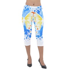 Butterfly Art T- Shirtbutterfly T- Shirt (3) Lightweight Velour Capri Leggings  by maxcute