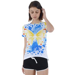 Butterfly Art T- Shirtbutterfly T- Shirt (3) Short Sleeve Open Back Tee by maxcute