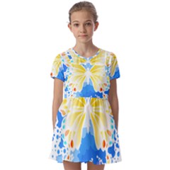 Butterfly Art T- Shirtbutterfly T- Shirt (3) Kids  Short Sleeve Pinafore Style Dress