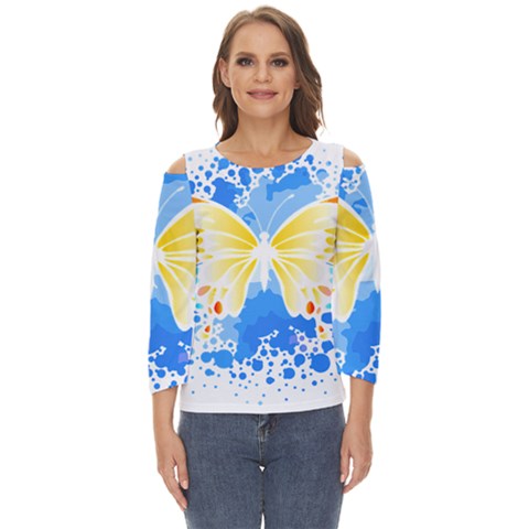 Butterfly Art T- Shirtbutterfly T- Shirt (3) Cut Out Wide Sleeve Top by maxcute