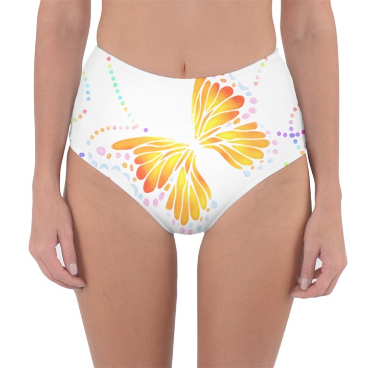 Butterfly Art T- Shirtbutterfly T- Shirt (5) Reversible High-Waist Bikini Bottoms