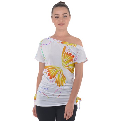 Butterfly Art T- Shirtbutterfly T- Shirt (5) Off Shoulder Tie-up Tee by maxcute