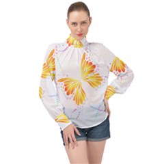 Butterfly Art T- Shirtbutterfly T- Shirt (5) High Neck Long Sleeve Chiffon Top by maxcute