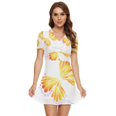 Butterfly Art T- Shirtbutterfly T- Shirt (5) V-neck High Waist Chiffon Mini Dress