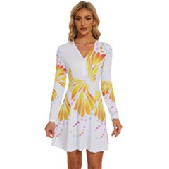 Butterfly Art T- Shirtbutterfly T- Shirt (5) Long Sleeve Deep V Mini Dress  by maxcute