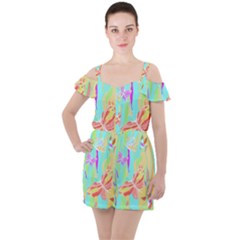 Butterfly Art T- Shirtbutterfly T- Shirt (6) Ruffle Cut Out Chiffon Playsuit by maxcute