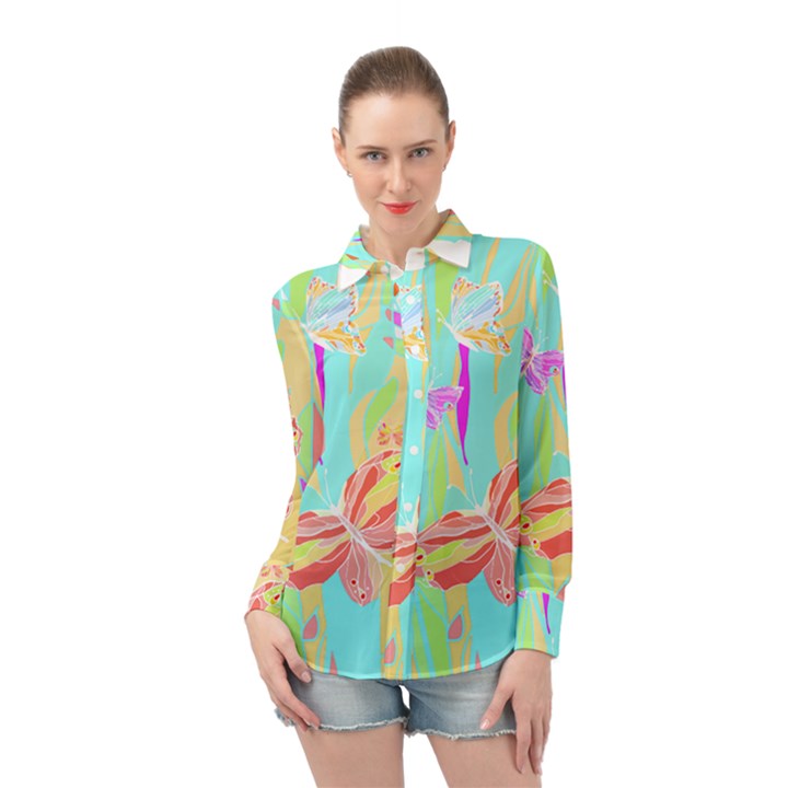 Butterfly Art T- Shirtbutterfly T- Shirt (6) Long Sleeve Chiffon Shirt