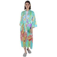 Butterfly Art T- Shirtbutterfly T- Shirt (6) Maxi Satin Kimono by maxcute