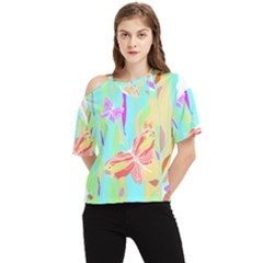 Butterfly Art T- Shirtbutterfly T- Shirt (6) One Shoulder Cut Out Tee by maxcute