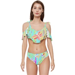 Butterfly Art T- Shirtbutterfly T- Shirt (6) Ruffle Edge Tie Up Bikini Set	