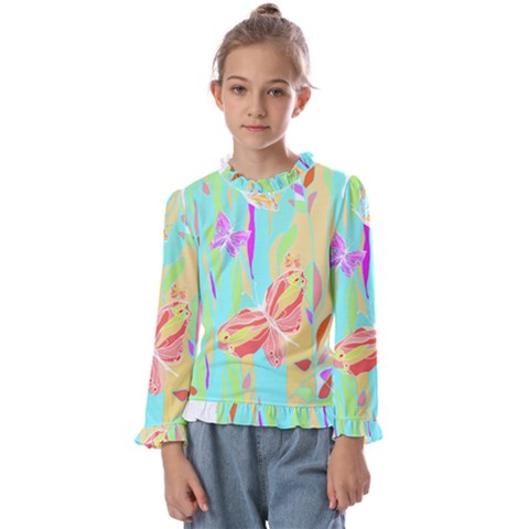 Butterfly Art T- Shirtbutterfly T- Shirt (6) Kids  Frill Detail Tee by maxcute