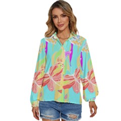 Butterfly Art T- Shirtbutterfly T- Shirt (6) Women s Long Sleeve Button Down Shirt