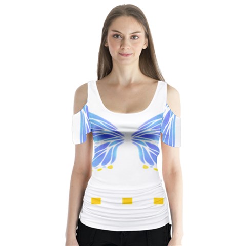 Butterfly Art T- Shirtbutterfly T- Shirt (7) Butterfly Sleeve Cutout Tee  by maxcute