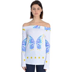 Butterfly Art T- Shirtbutterfly T- Shirt (7) Off Shoulder Long Sleeve Top by maxcute