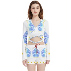 Butterfly Art T- Shirtbutterfly T- Shirt (7) Velvet Wrap Crop Top And Shorts Set by maxcute