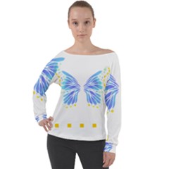 Butterfly Art T- Shirtbutterfly T- Shirt (7) Off Shoulder Long Sleeve Velour Top by maxcute