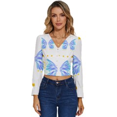 Butterfly Art T- Shirtbutterfly T- Shirt (7) Long Sleeve V-neck Top by maxcute