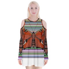 Butterfly Art T- Shirtbutterfly T- Shirt (8) Velvet Long Sleeve Shoulder Cutout Dress by maxcute