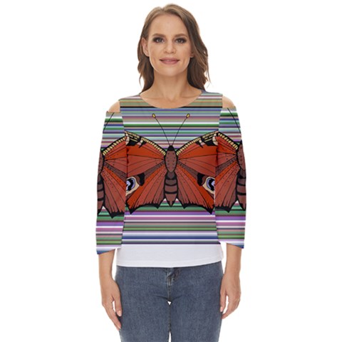 Butterfly Art T- Shirtbutterfly T- Shirt (8) Cut Out Wide Sleeve Top by maxcute