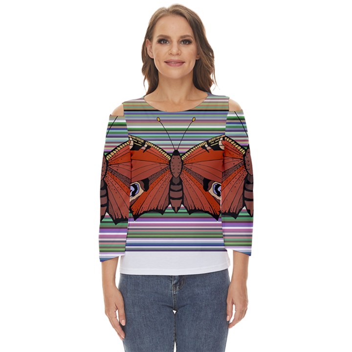 Butterfly Art T- Shirtbutterfly T- Shirt (8) Cut Out Wide Sleeve Top