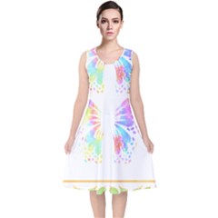 Butterfly Art T- Shirtbutterfly T- Shirt V-neck Midi Sleeveless Dress  by maxcute