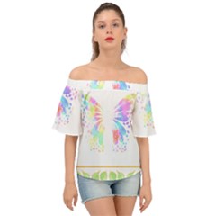 Butterfly Art T- Shirtbutterfly T- Shirt Off Shoulder Short Sleeve Top by maxcute