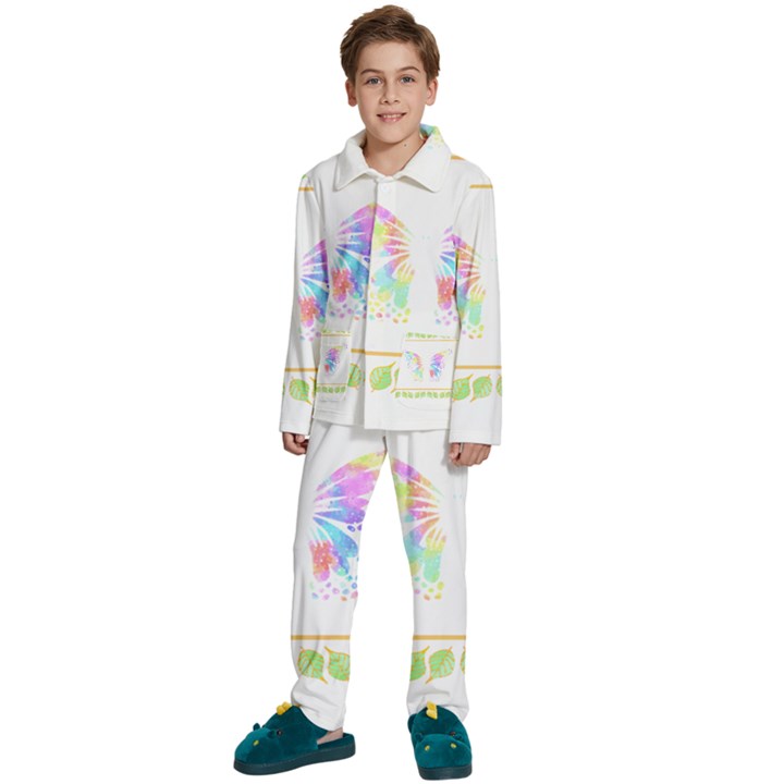 Butterfly Art T- Shirtbutterfly T- Shirt Kids  Long Sleeve Velvet Pajamas Set