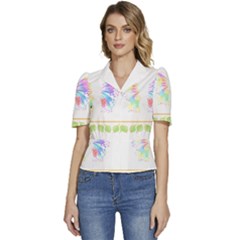 Butterfly Art T- Shirtbutterfly T- Shirt Puffed Short Sleeve Button Up Jacket