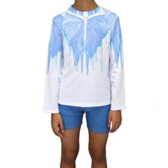 Butterfly Art T- Shirtmelting Butterfly Blue Wings Art  Design T- Shirt Kids  Long Sleeve Swimwear by maxcute