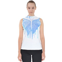 Butterfly Art T- Shirtmelting Butterfly Blue Wings Art  Design T- Shirt Mock Neck Shell Top by maxcute