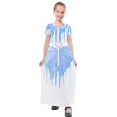 Butterfly Art T- Shirtmelting Butterfly Blue Wings Art  Design T- Shirt Kids  Short Sleeve Maxi Dress by maxcute