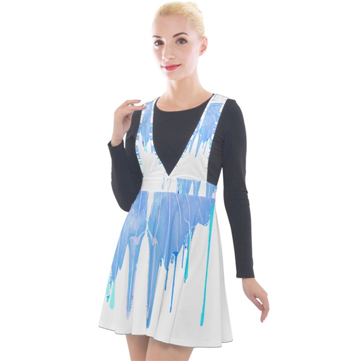 Butterfly Art T- Shirtmelting Butterfly Blue Wings Art  Design T- Shirt Plunge Pinafore Velour Dress