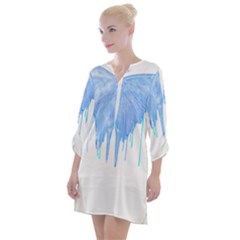 Butterfly Art T- Shirtmelting Butterfly Blue Wings Art  Design T- Shirt Open Neck Shift Dress by maxcute