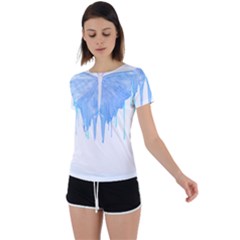 Butterfly Art T- Shirtmelting Butterfly Blue Wings Art  Design T- Shirt Back Circle Cutout Sports Tee by maxcute