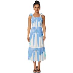 Butterfly Art T- Shirtmelting Butterfly Blue Wings Art  Design T- Shirt Tie-strap Tiered Midi Chiffon Dress