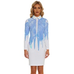 Butterfly Art T- Shirtmelting Butterfly Blue Wings Art  Design T- Shirt Long Sleeve Shirt Collar Bodycon Dress